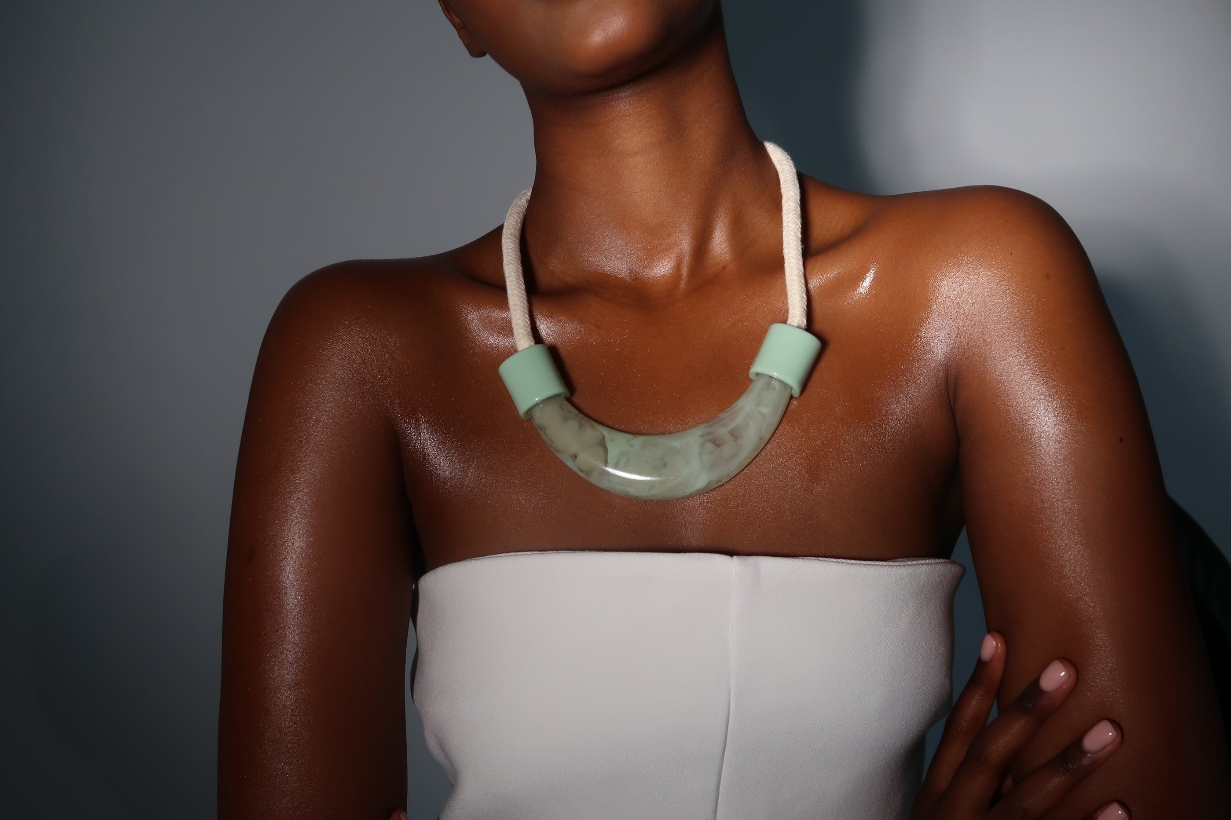 Green rope detail necklace