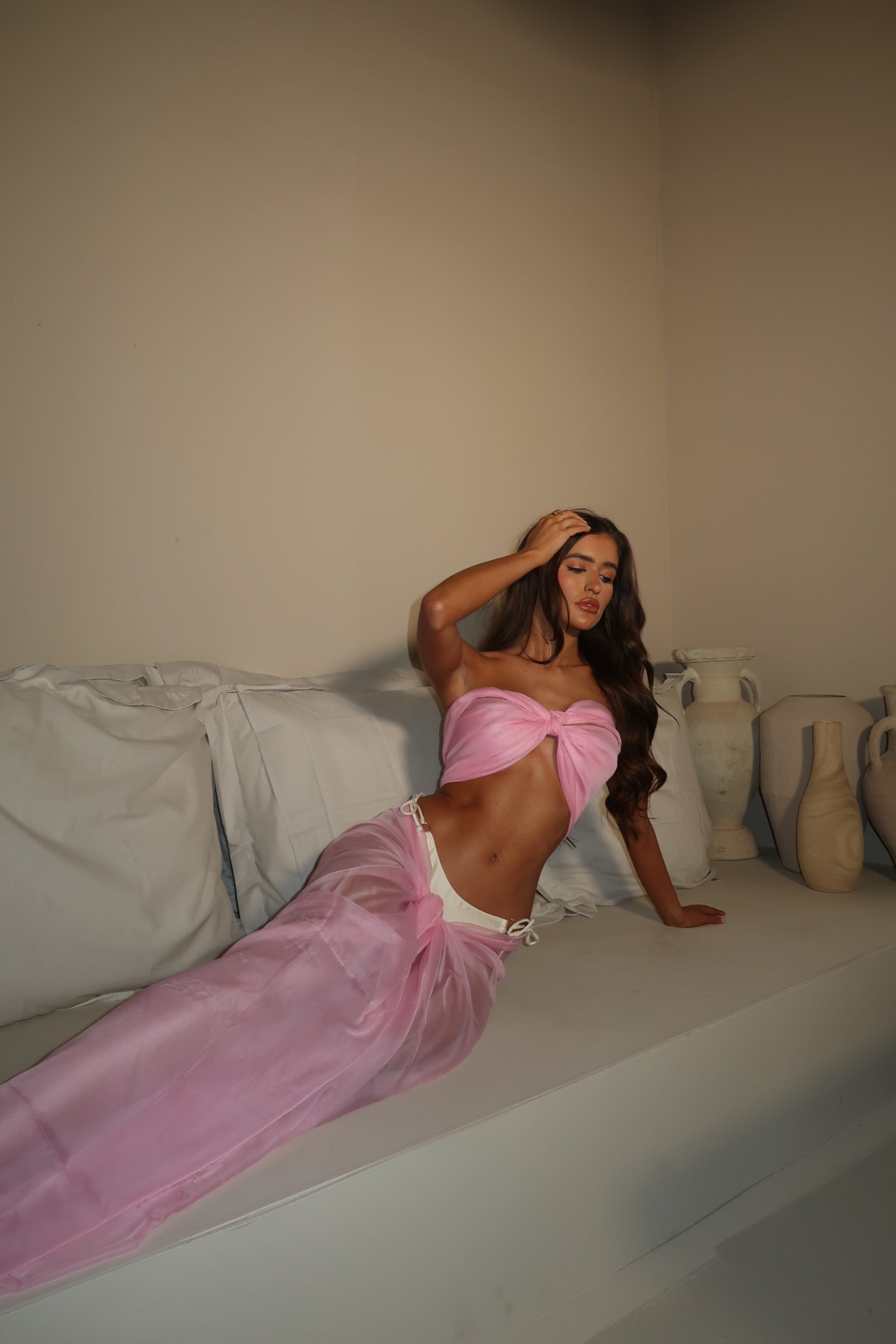 Candy Pink Chiffon Beach Scarf