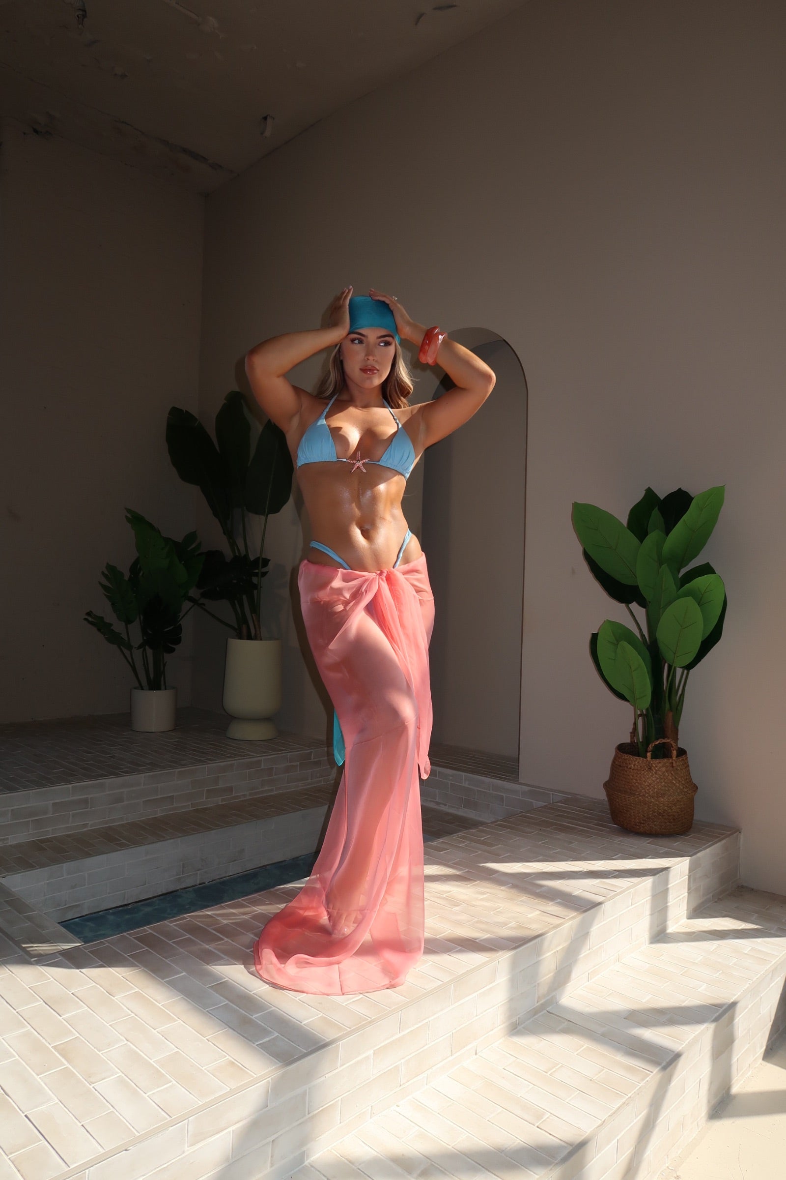 CORAL CHIFFON BEACH SCARF