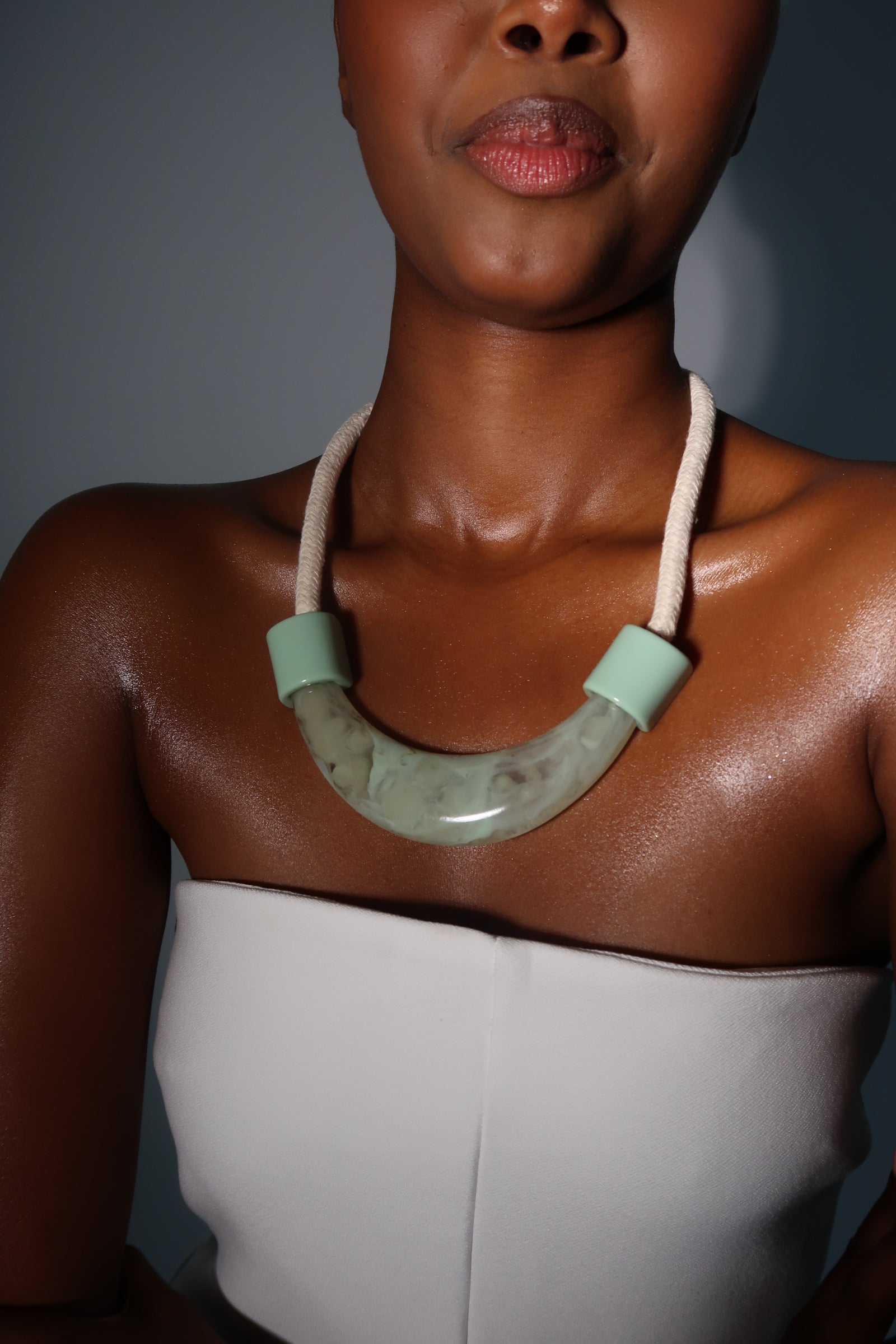Green rope detail necklace