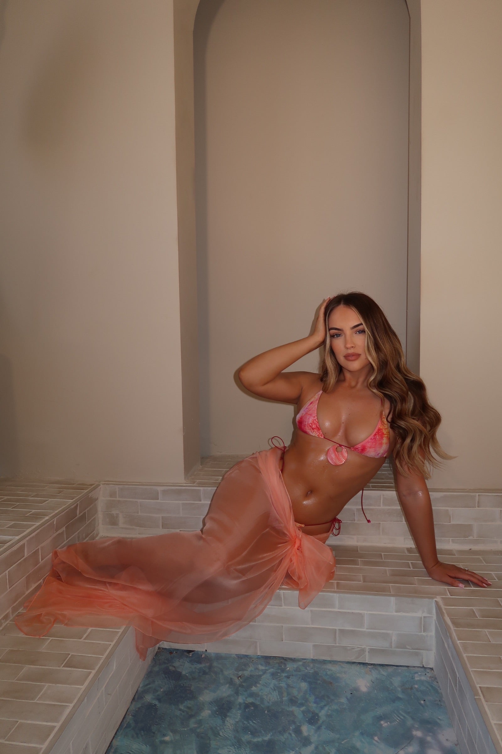 PEACH CHIFFON BEACH SCARF