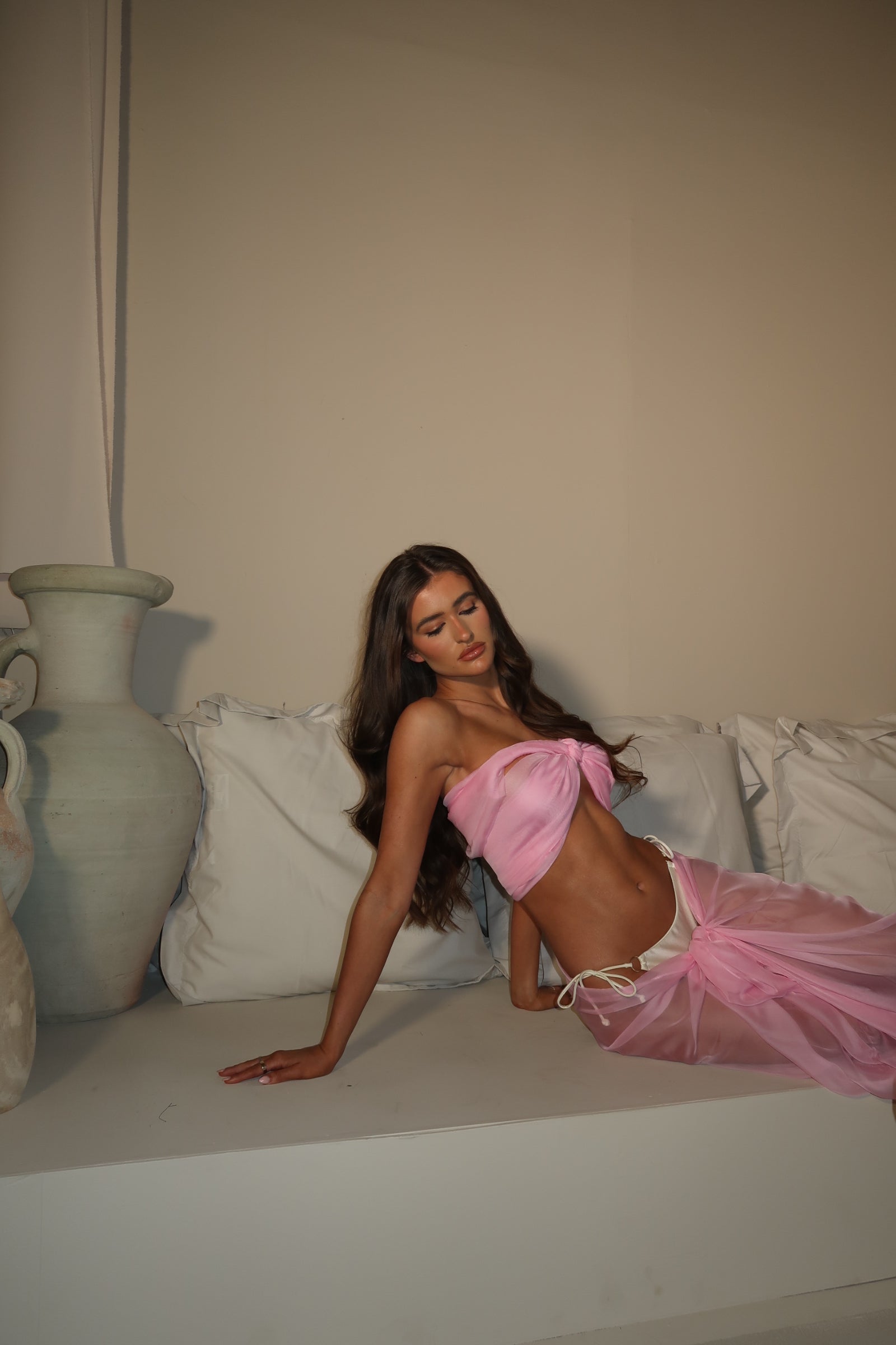 Candy Pink Chiffon Beach Scarf