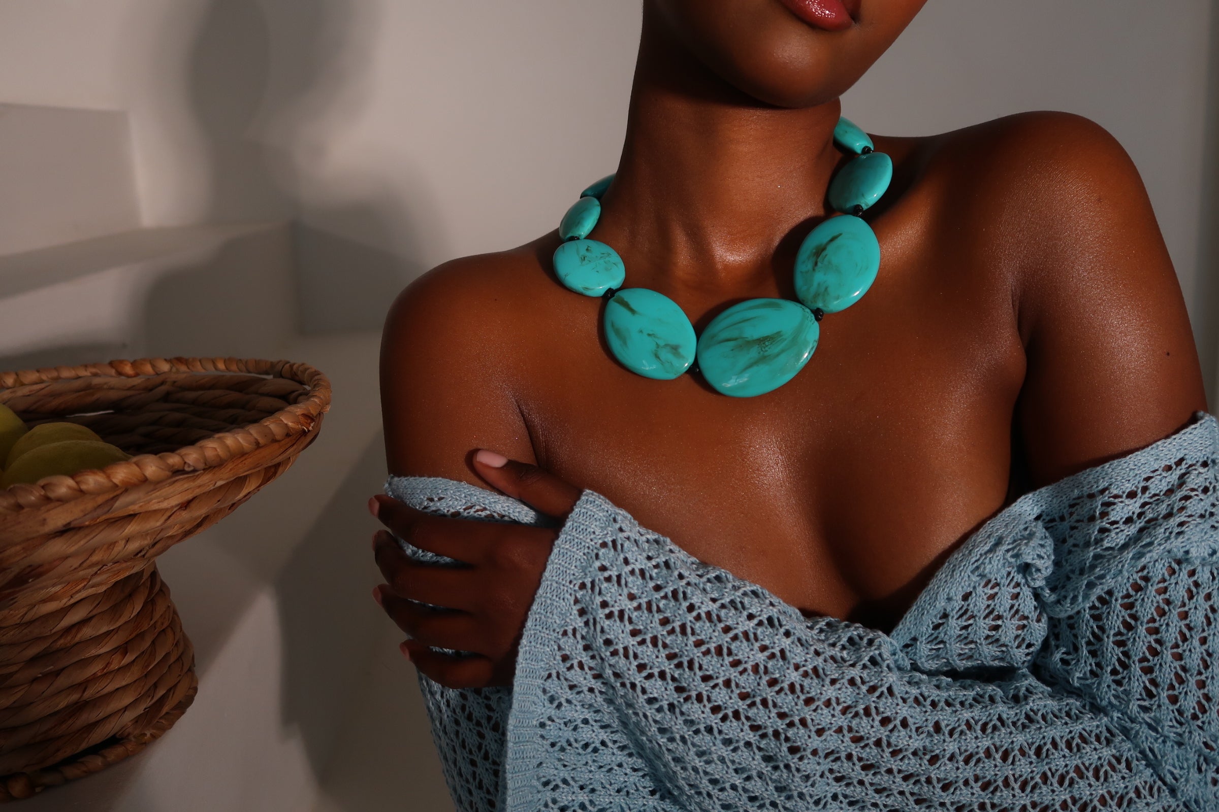 Turquoise stone oval necklace