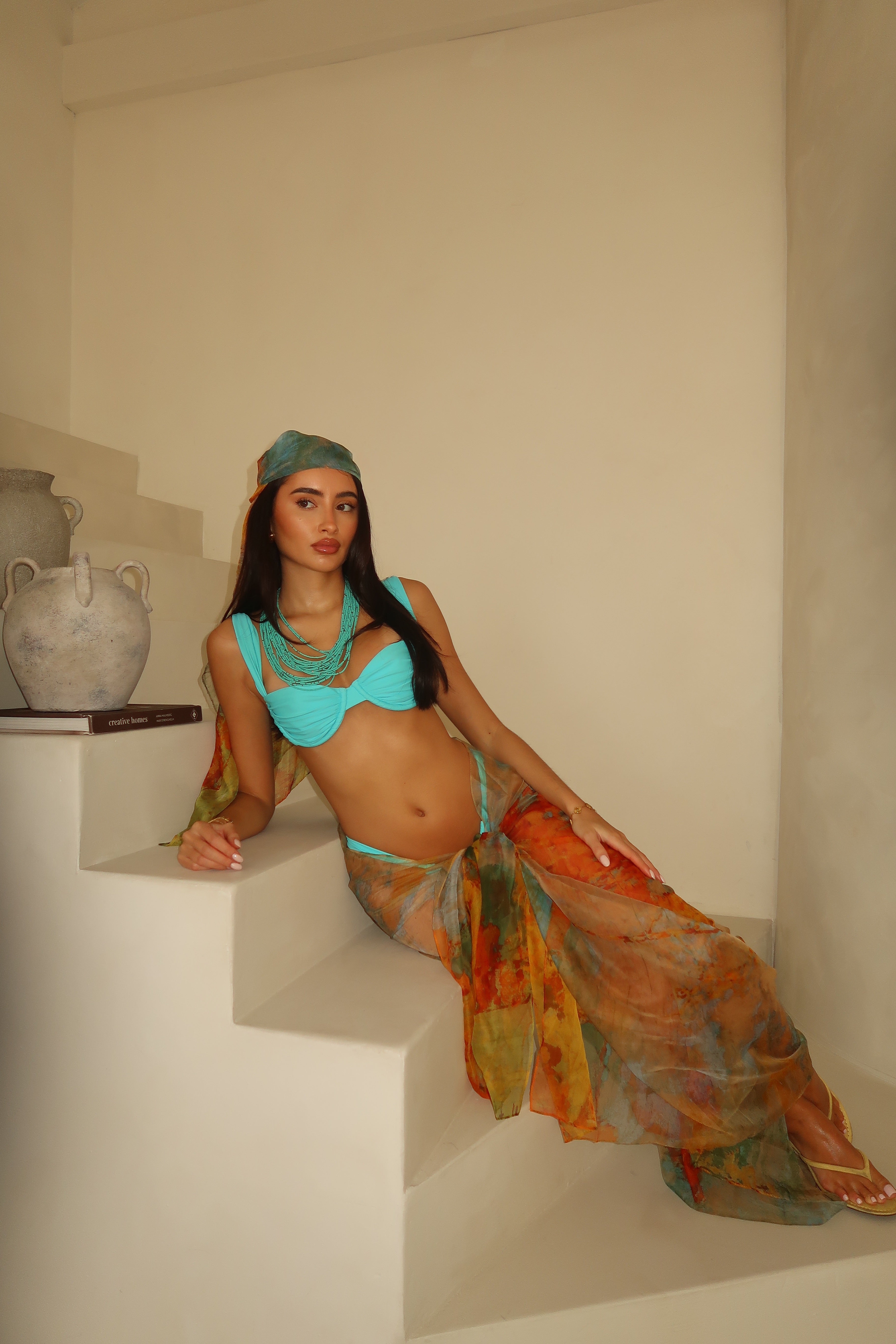 TURQUOISE BEADED LAYERED NECKLACE