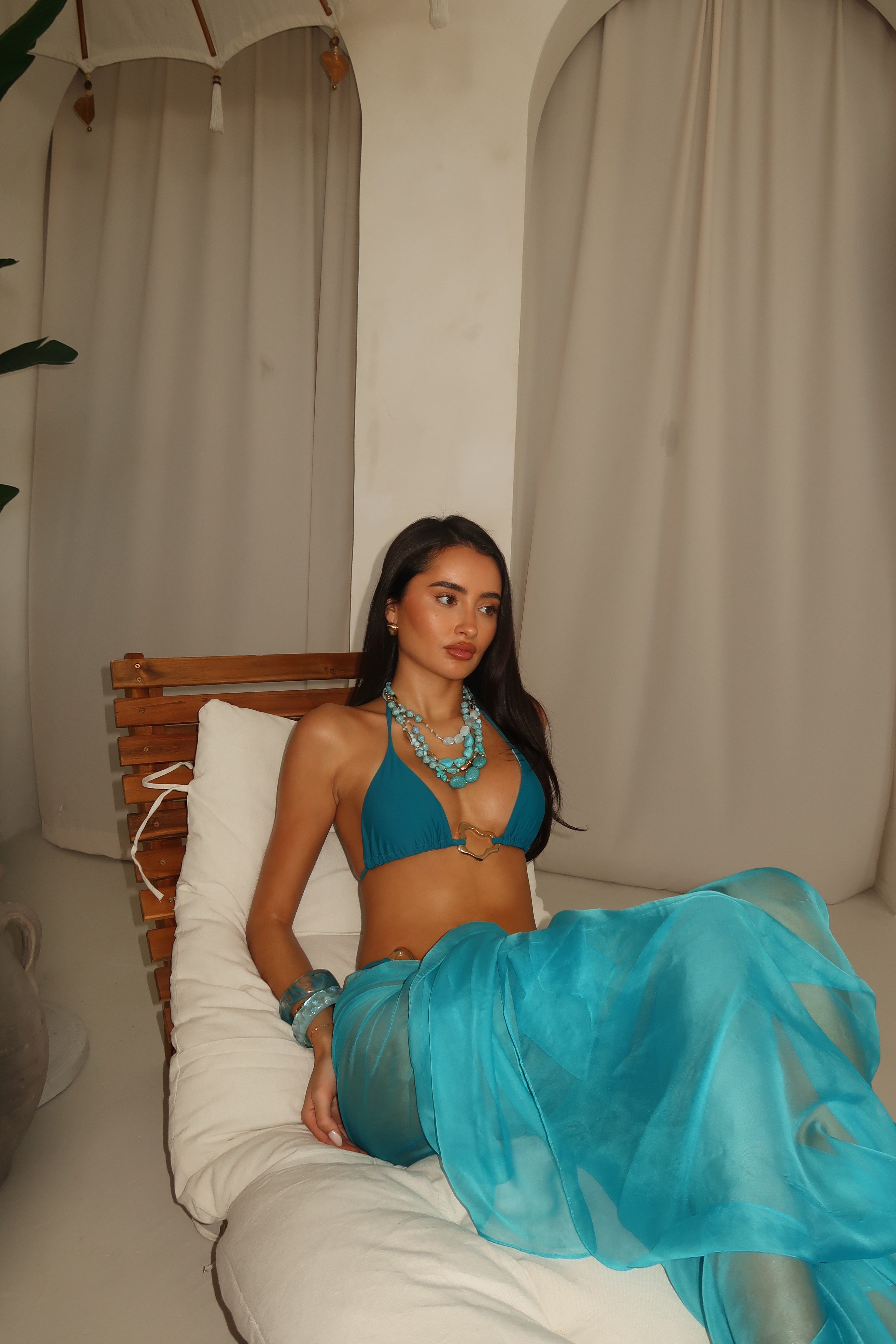 DEEP BLUE CHIFFON BEACH SCARF